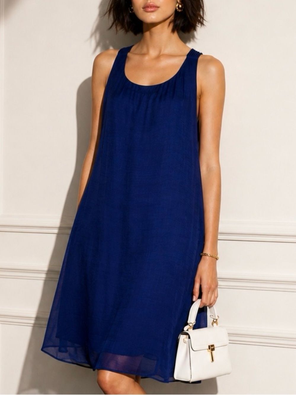 ALICE + OLIVIA Sleeveless Shift Dress in Deep Blue Size M